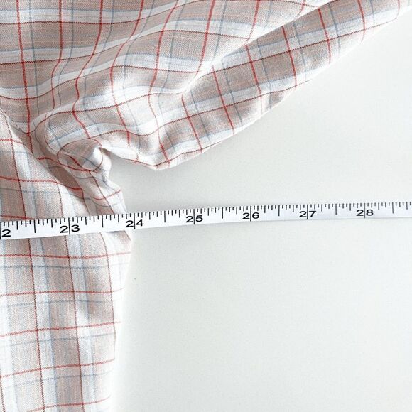 Vintage Lancer Mens Plaid Pearl Snap Button Up Western Shirt Tan Red XL Tall - Picture 6 of 8